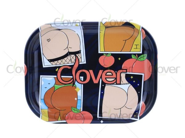Custom metal rolling tray with cartoon and monster prints, perfect for herb rolling. Wholesale smoke shop supply by Clover Glass.