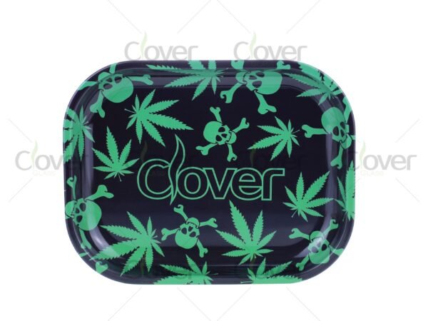 Custom metal rolling tray with cartoon and monster prints, perfect for herb rolling. Wholesale smoke shop supply by Clover Glass.