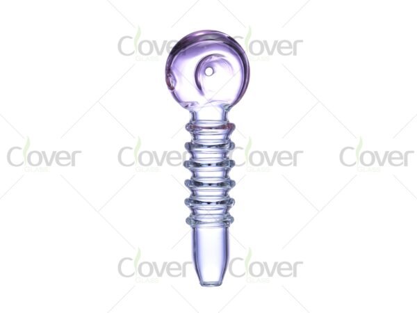 Colorful glass hand pipes with spiral grip and round bowl — mini smoking pipes in retail box packaging by CloverGlass