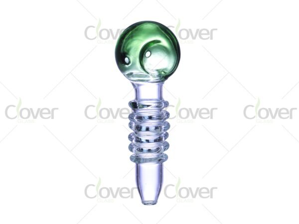 Colorful glass hand pipes with spiral grip and round bowl — mini smoking pipes in retail box packaging by CloverGlass