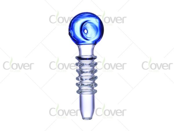 Colorful glass hand pipes with spiral grip and round bowl — mini smoking pipes in retail box packaging by CloverGlass