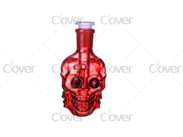 Colorful skull-shaped glass ash catchers with 45-degree joint — WPG-223W-45° bong set in custom gift boxes by CloverGlass