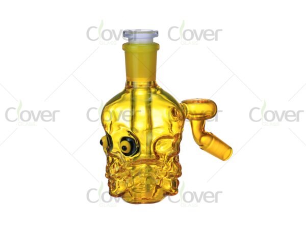 Colorful skull-shaped glass ash catchers with 45-degree joint — WPG-223W-45° bong set in custom gift boxes by CloverGlass