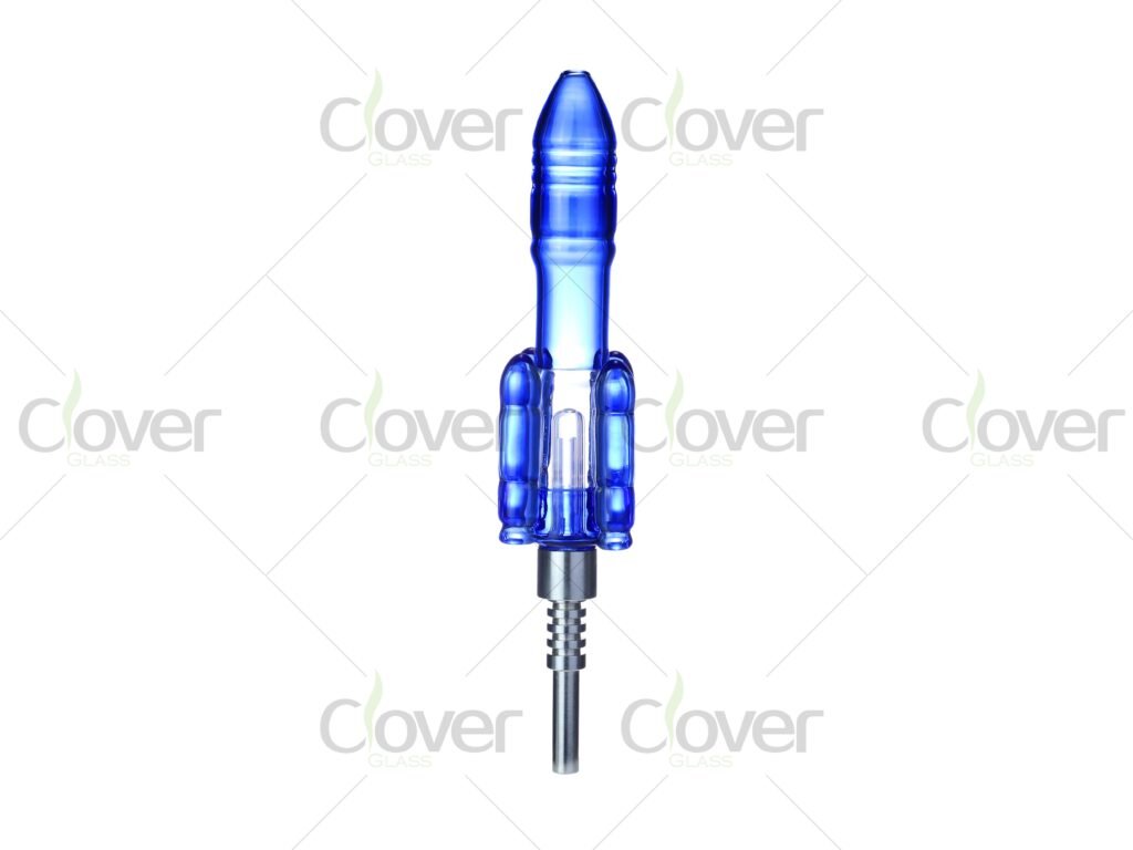 Rocket-Shaped Glass Nectar Collector with Titanium Tip | Portable Dab Straw for Concentrates