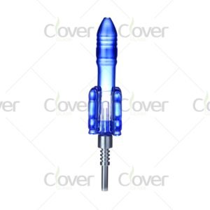 Clover Glass rocket-shaped nectar collector, borosilicate body, titanium tip, blue/black options.