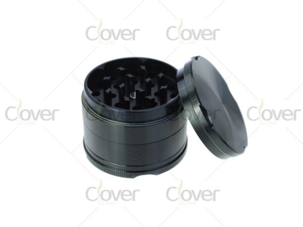 Matte black 4-piece metal herb grinders for dry herb — minimalist spice crushers in 6-pack retail box by CloverGlass