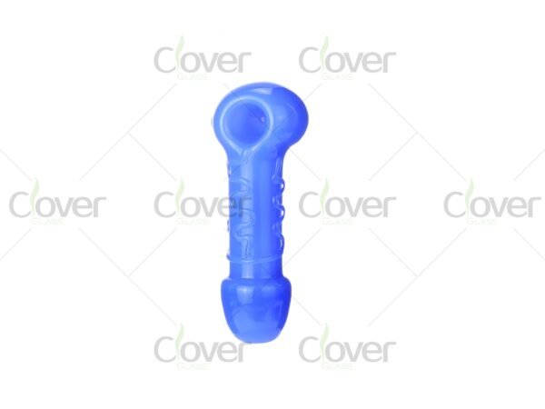 Blue glass hand pipes with round bowl and grip design — 6-piece smoking pipe retail display box by CloverGlass