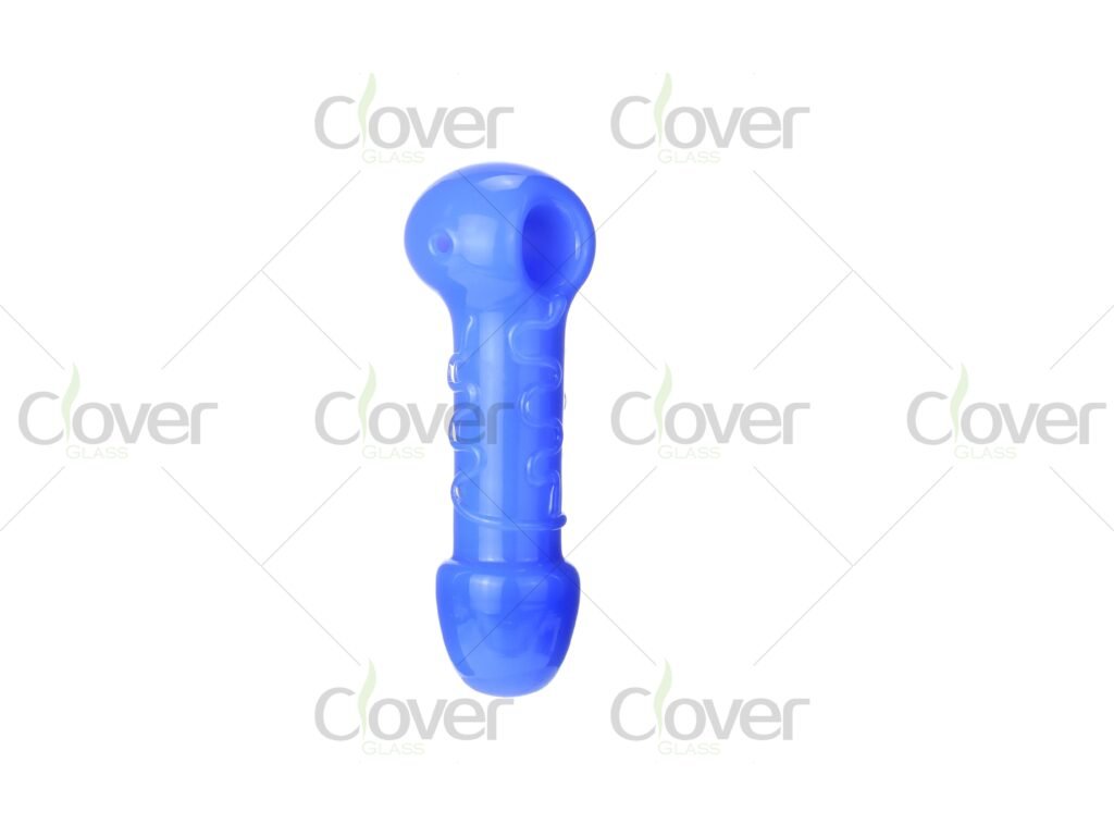 5" Blue Textured Hand Pipe – Ergonomic Grip Spoon with Retail Display | Clover Glass
