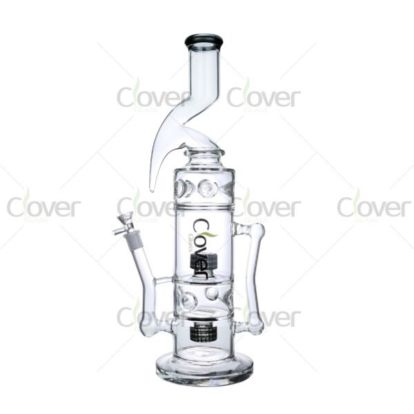 Wholesale Zong glass bongs with splash guard and double honeycomb filters – 14mm joint, bulk supply