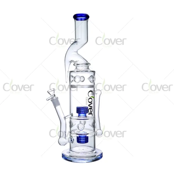 Wholesale Zong glass bongs with splash guard and double honeycomb filters – 14mm joint, bulk supply
