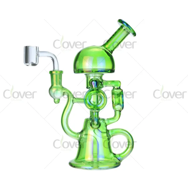 8.86″ Colored Recycler Dab Rig with Matrix Percolator | 4 Color Options by Clover Glass