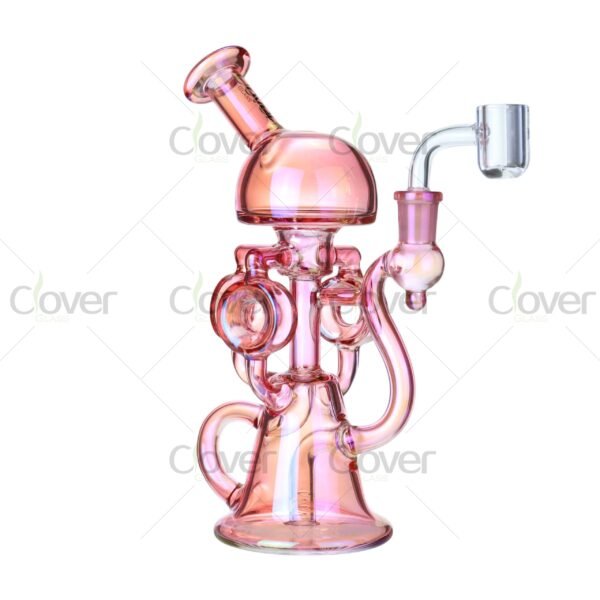 8.86″ Colored Recycler Dab Rig with Matrix Percolator | 4 Color Options by Clover Glass