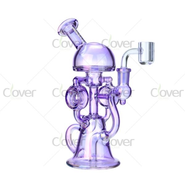 8.86″ Colored Recycler Dab Rig with Matrix Percolator | 4 Color Options by Clover Glass