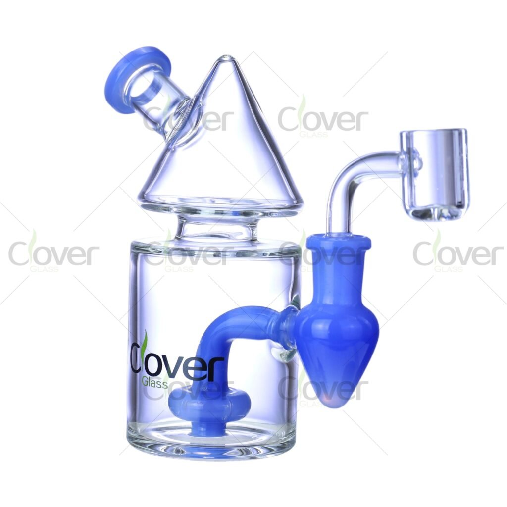 5.5" Cone Top Mini Dab Rig with Colored Perc | Clover Glass