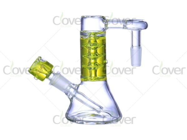 Colorful honeycomb glass ash catchers with 45-degree joint — 14mm mini water pipe attachments in gift boxes by CloverGlass