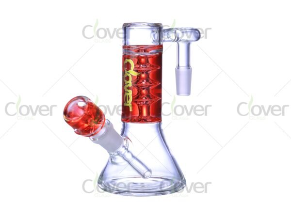 Colorful honeycomb glass ash catchers with 45-degree joint — 14mm mini water pipe attachments in gift boxes by CloverGlass