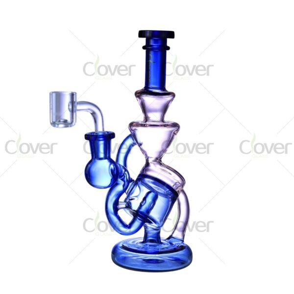 8.85″ Twisted Funnel Dab Rig – Recycler Style Glass Oil Rig | Clover Glass