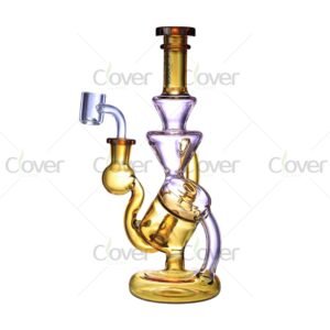 8.85″ Twisted Funnel Dab Rig – Recycler Style Glass Oil Rig | Clover Glass
