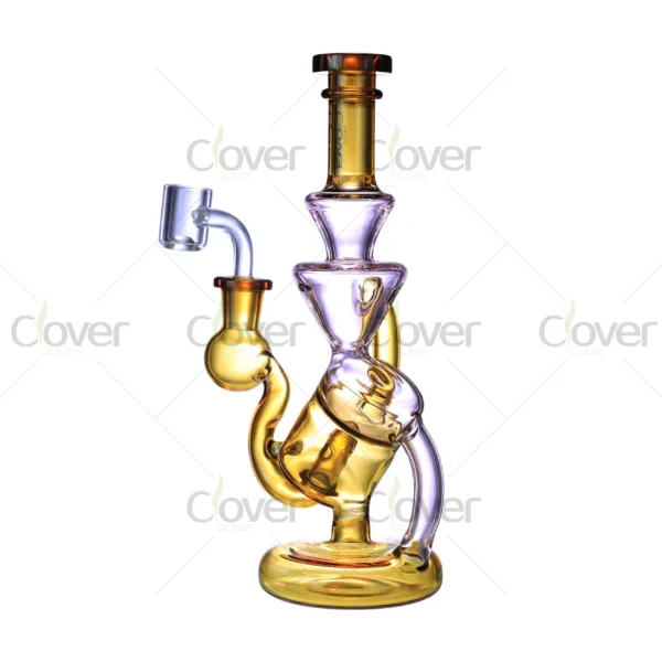 8.85″ Twisted Funnel Dab Rig – Recycler Style Glass Oil Rig | Clover Glass