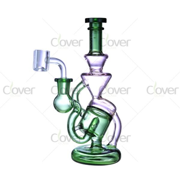 8.85″ Twisted Funnel Dab Rig – Recycler Style Glass Oil Rig | Clover Glass
