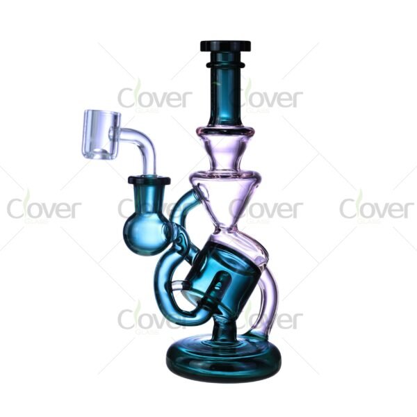 8.85″ Twisted Funnel Dab Rig – Recycler Style Glass Oil Rig | Clover Glass