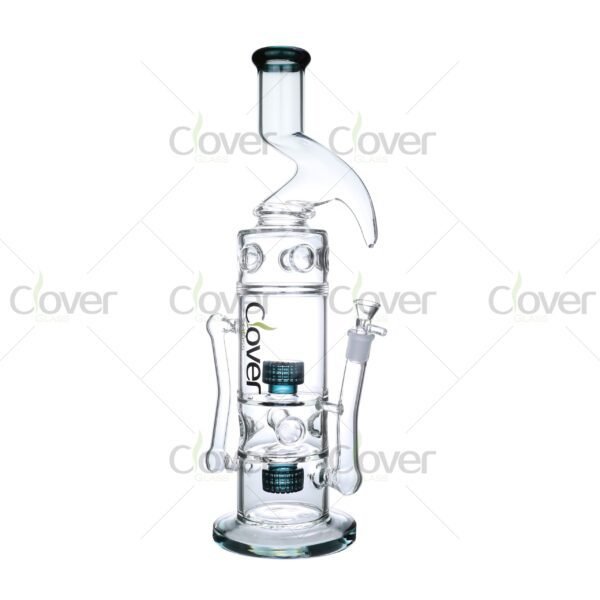 Wholesale Zong glass bongs with splash guard and double honeycomb filters – 14mm joint, bulk supply