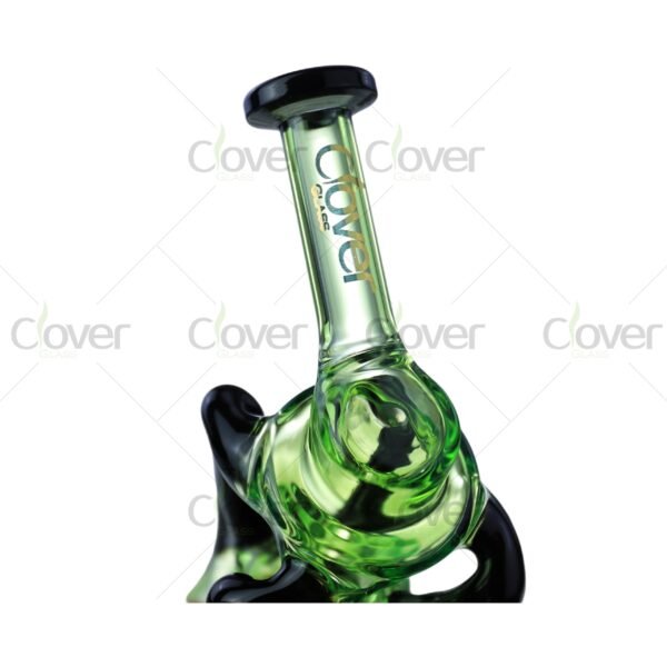 5.9″ Dual Recycler Dab Rig with Bent Neck & Color Accents | 5mm Thick Glass by Clover