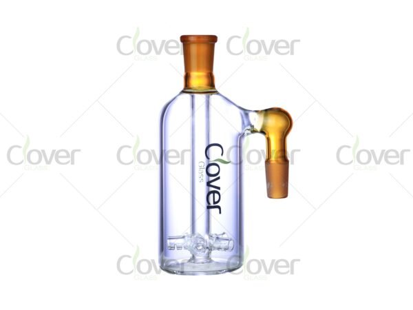 Honeycomb percolator glass ash catchers with 14mm 45-degree joint — multicolor recycler attachments in retail box by CloverGlass