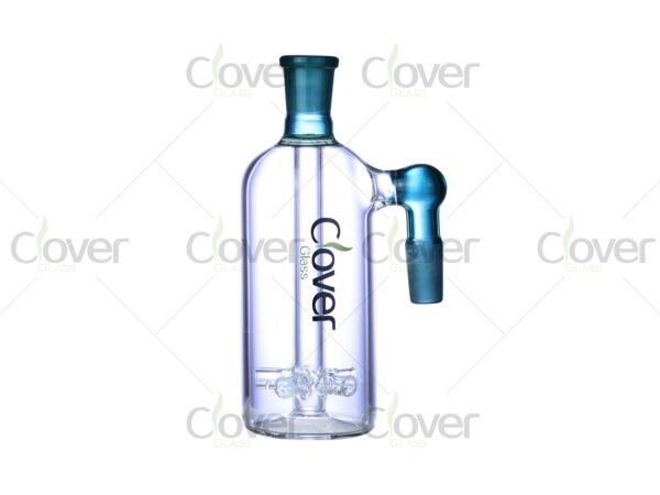 Honeycomb percolator glass ash catchers with 14mm 45-degree joint — multicolor recycler attachments in retail box by CloverGlass