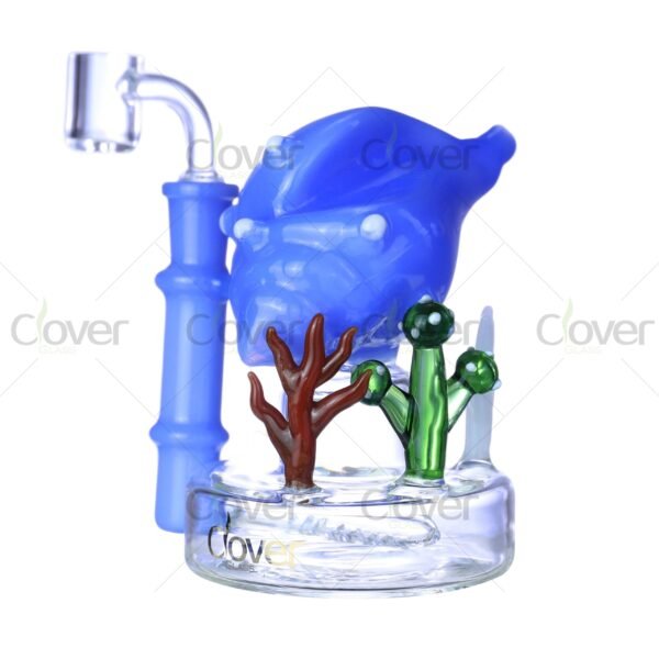 4.72″ Ocean Reef Dab Rig with Fish & Coral Sculpture | Handcrafted Mini Rig by Clover Glass