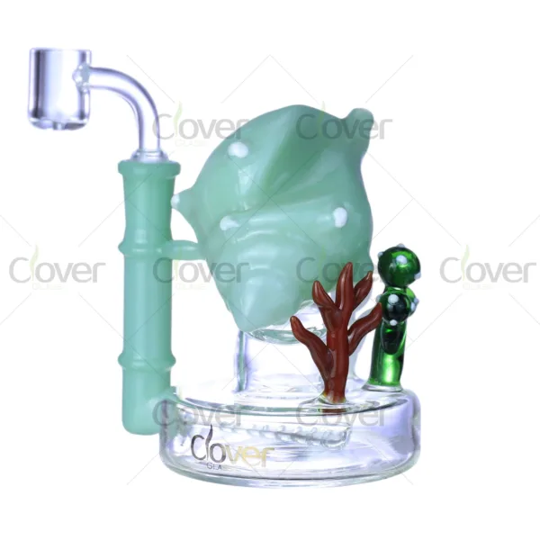 4.72″ Ocean Reef Dab Rig with Fish & Coral Sculpture | Handcrafted Mini Rig by Clover Glass
