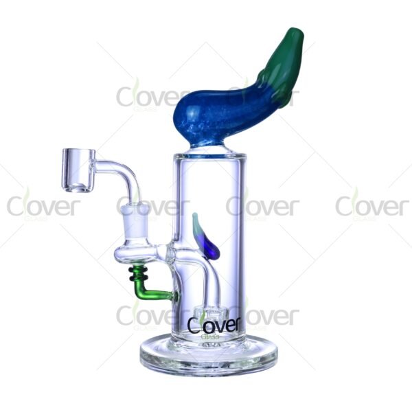 7.87″ Curved Chili Pepper Dab Rig – Creative Glass Oil Rig with Perc | Clover Glass
