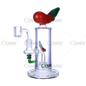 7.87″ Curved Chili Pepper Dab Rig – Creative Glass Oil Rig with Perc | Clover Glass