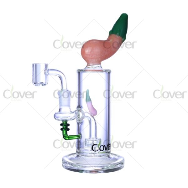 7.87″ Curved Chili Pepper Dab Rig – Creative Glass Oil Rig with Perc | Clover Glass