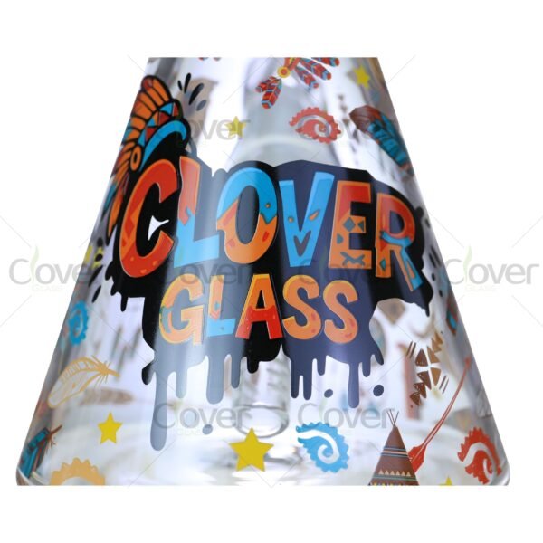 14″ Tribal Print Beaker Bong with Matching Ash Catcher | 7mm Thick Glass | Clover Glass Collection