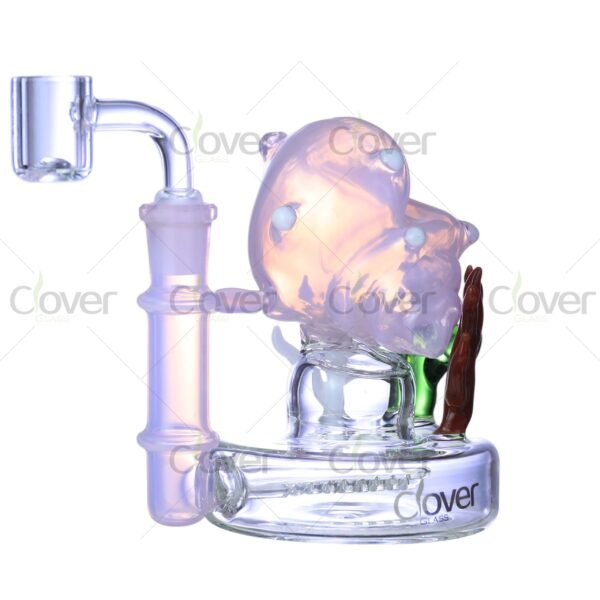 4.72″ Ocean Reef Dab Rig with Fish & Coral Sculpture | Handcrafted Mini Rig by Clover Glass