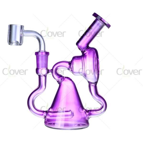 7.87″ Klein Recycler Dab Rig – Colorful Glass Oil Rig with Bent Neck | Clover Glass