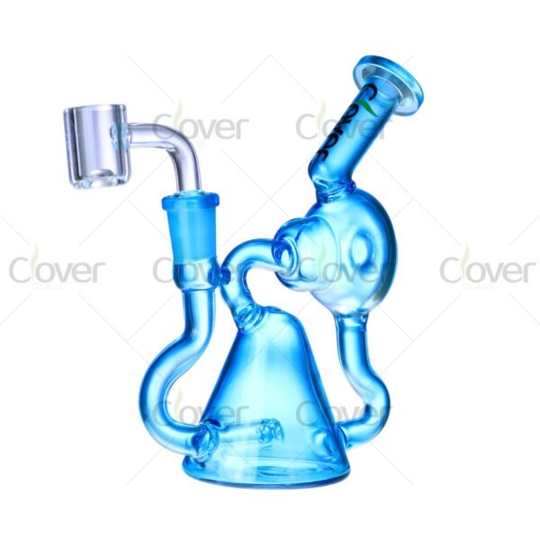 7.87″ Klein Recycler Dab Rig – Colorful Glass Oil Rig with Bent Neck | Clover Glass