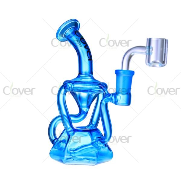 5.9″ Recycler Dab Rig – Mini Colored Glass Oil Rig with Bent Neck | Clover Glass