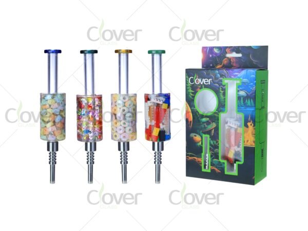 Clover Glass nectar collector set with titanium tip, colorful inlay, boxed, detachable, 4 designs.