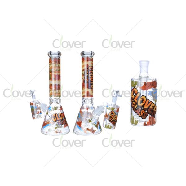 14″ Desert Print Beaker Bong with Matching Ash Catcher | 7mm Thick Glass | Clover Glass