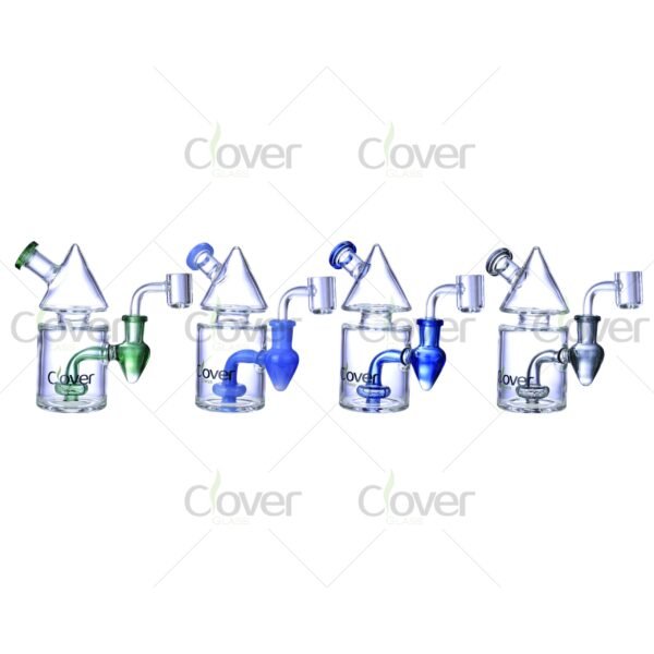 5.5″ Cone Top Mini Dab Rig with Colored Perc | Clover Glass