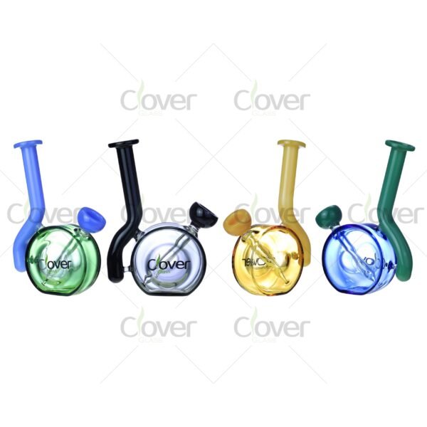 5.9″ UFO Mini Glass Water Pipe with Colored Bent Neck | Clover Glass