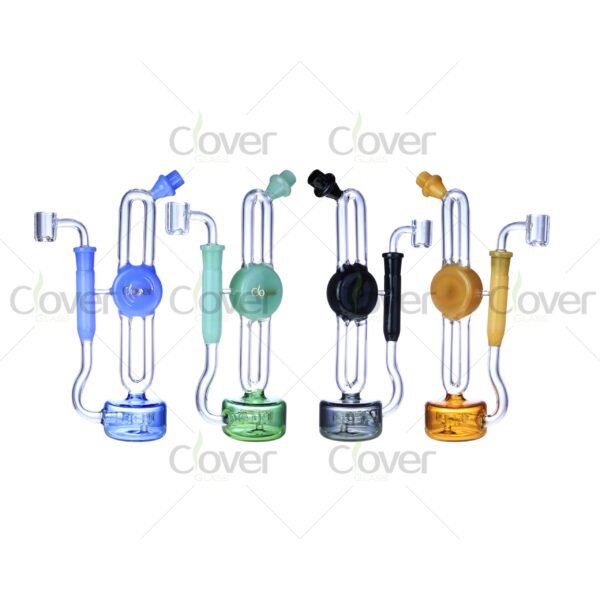 8.66″ Double Loop Recycler Glass Oil Rig – Unique Dual Path Perc | Clover Glass