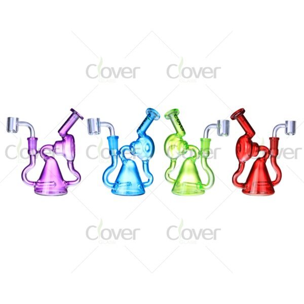 7.87″ Klein Recycler Dab Rig – Colorful Glass Oil Rig with Bent Neck | Clover Glass