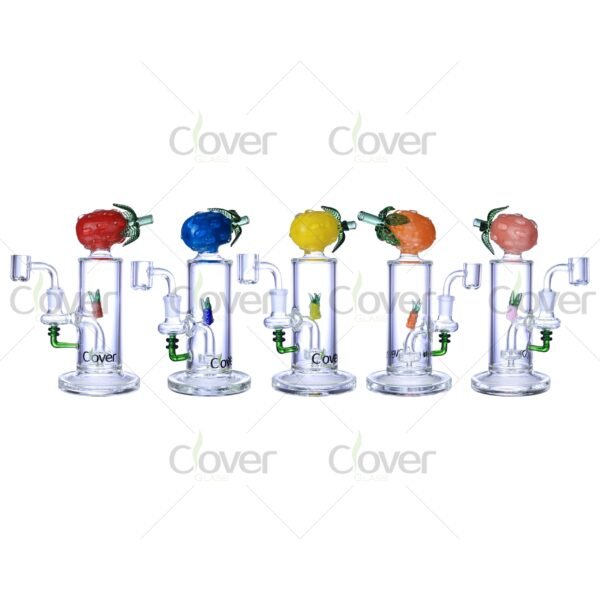 7.87″ Fruit-Themed Dab Rig – Borosilicate Glass Water Pipe with Colored Perc | Clover Glass