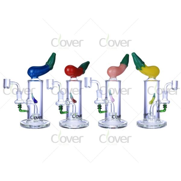 7.87″ Curved Chili Pepper Dab Rig – Creative Glass Oil Rig with Perc | Clover Glass