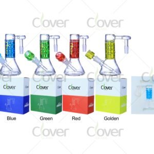 Colorful honeycomb glass ash catchers with 45-degree joint — 14mm mini water pipe attachments in gift boxes by CloverGlass