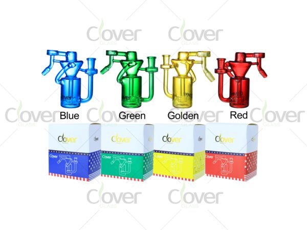 Colorful mini recycler glass ash catchers with matching gift boxes — 4 color options: blue, green, golden, red by CloverGlass