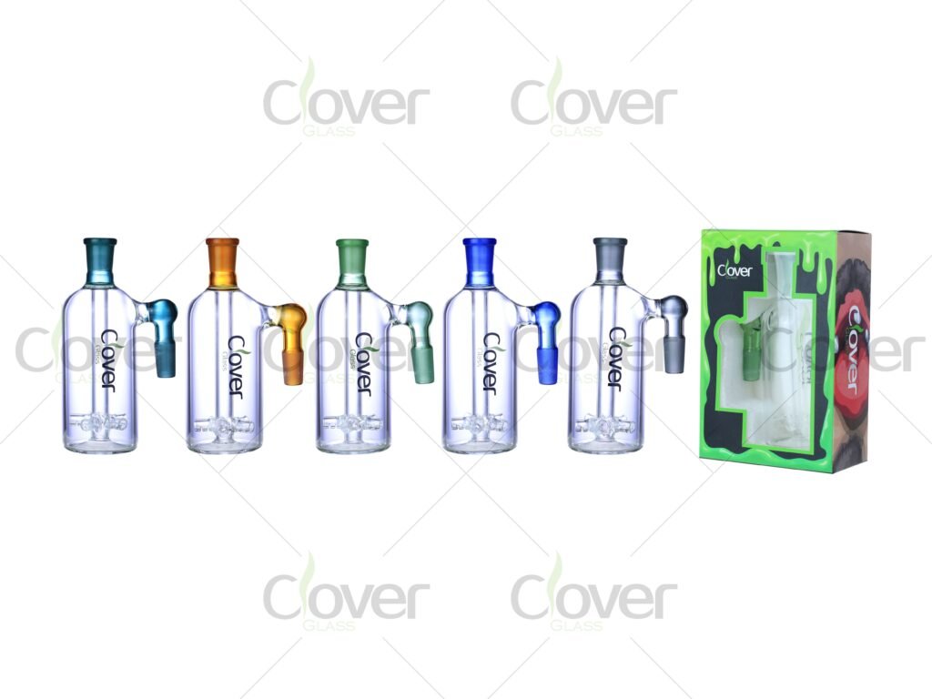 5" Clover Glass Ash Catcher – 90° 14mm/18mm Male | Dual Ice Perc Design